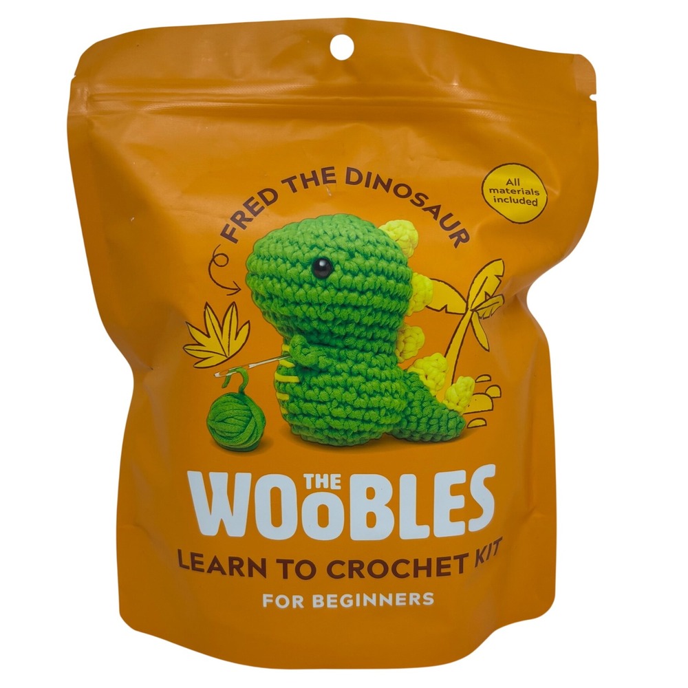 The Woobles Fred the Dinosaur Crochet Kit Hook Easy Peasy Green Beginner NIB